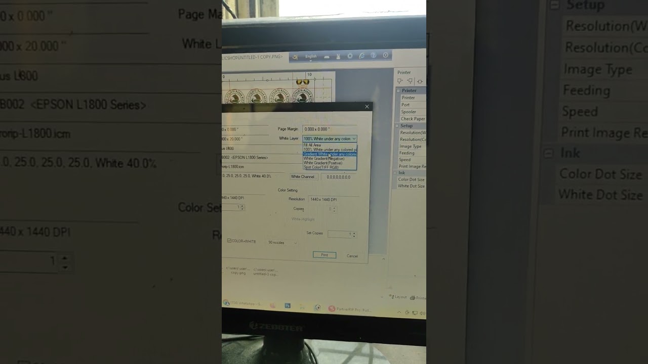 dtf printed settings
