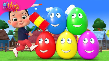 Blu Explores Colorful Surprise Eggs | Yes Yes Playground Song | BluLoo Nursery Rhymes & Kids Songs