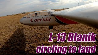 Let L-13 Blanik Glider Flight Training - Circling To Land Wing Cam Rl