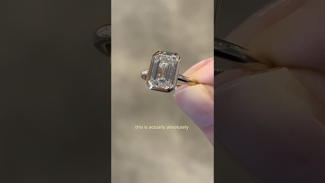 Incoming bezel set emerald cut engagement ring! #diamond #customengagementring