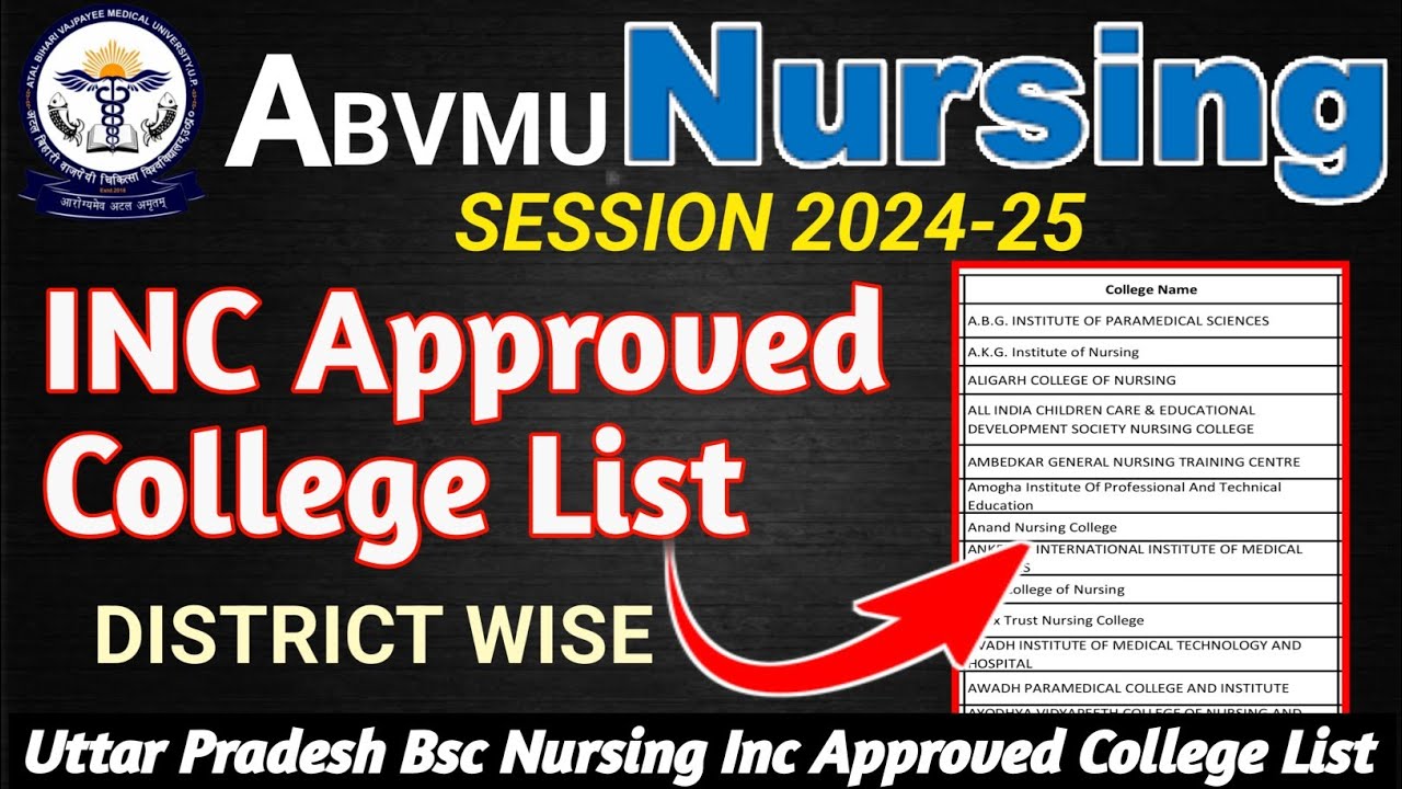 Uttar Pradesh Bsc Nursing INC List District Wise Abvmu INC Approved ...