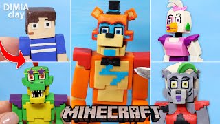 All ANIMATRONICS Compilation in Minecraft: Glamrock Freddy, Monty, Chica and Roxy made of clay