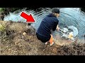 SHE MESSED UP! While Catching ANCIENT FISH Lurking in TINY SPILLWAY!