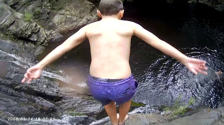 Jumping off at Hartley Creek Falls
