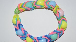 How to Make a Beads Chain Bracelet With Rainbow Loom - Steps Instruction Tutorial - Mazichands.com