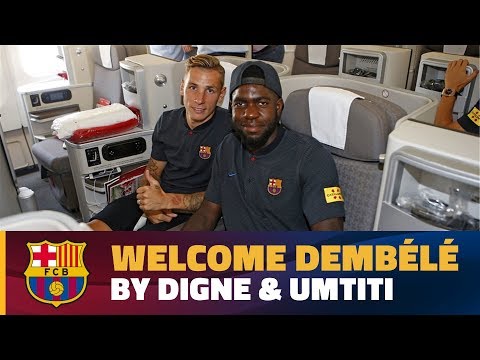 Welcome Dembélé by Lucas Digne and Samuel Umtiti