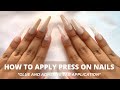 How to Apply Press On Nails | GLUE AND ADHESIVE TAB APPLICATION