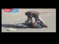 Warning disturbing  kenya police service officer disarms a heavily armed suspect