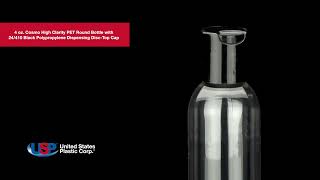 4 oz Cosmo High Clarity PET Round Bottle-24/410 Black Disc-Top Cap | U.S. Plastic Corporation®