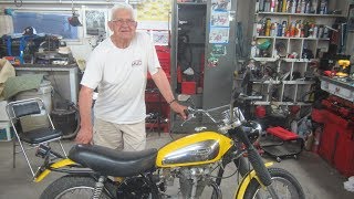 80+ year old Dad rides and reminisce, Ducati Scrambler 1969