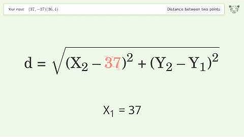 Find the distance between two points p1 (37,-37) and p2 (36,4): Step-by-Step Video Solution