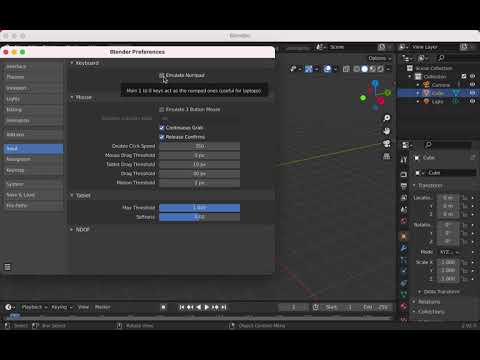HOW TO TURN ON BLENDER NUMPAD HOTKEYS FOR MAC.