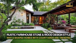 Famous Why U-Shaped Homes with Courtyards Are Trending: Rustic Farmhouse Stone & Wood Style Wealth