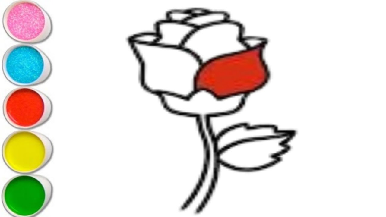 Red Rose Drawing, Painting and Coloring for Kids, Toddlers - YouTube