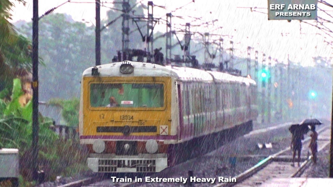 Train in Extremely Heavy Rain - Staff Special Local Train | Eastern Railway