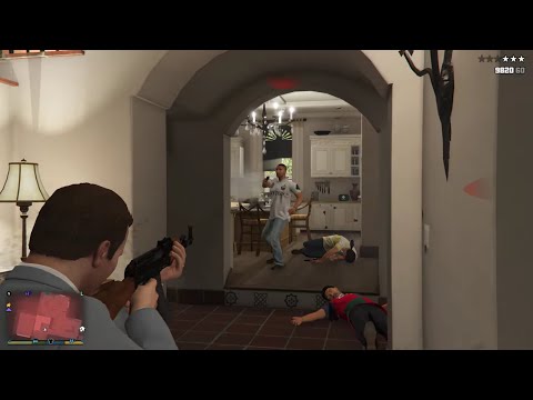 GTA 5 - Michael’s House Madrazo Cartel Shootout + Ten Star Escape
