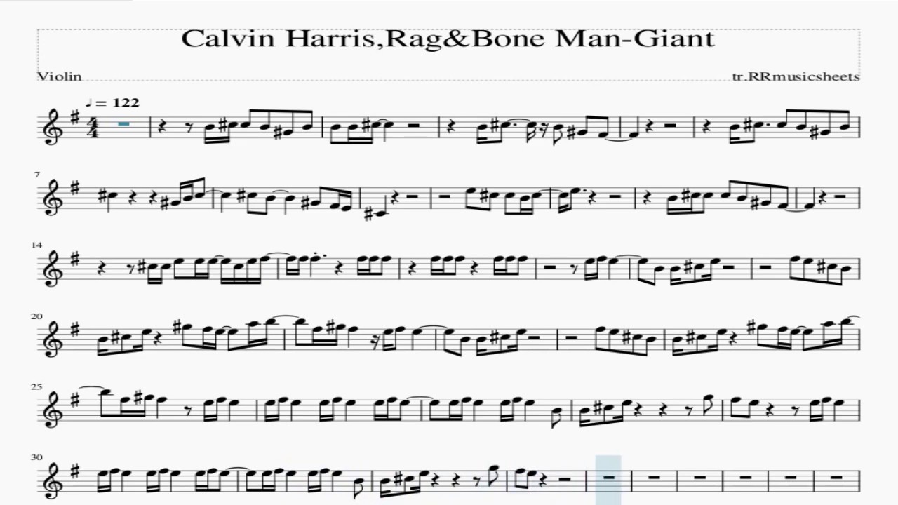 Calvin Harris,Rag&Bone Man Giant Violin Sheet Music