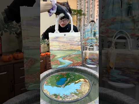 Use The Color Scheme Mix With Water To Have The Forest And The Sky For Made A Beautiful Bag Art