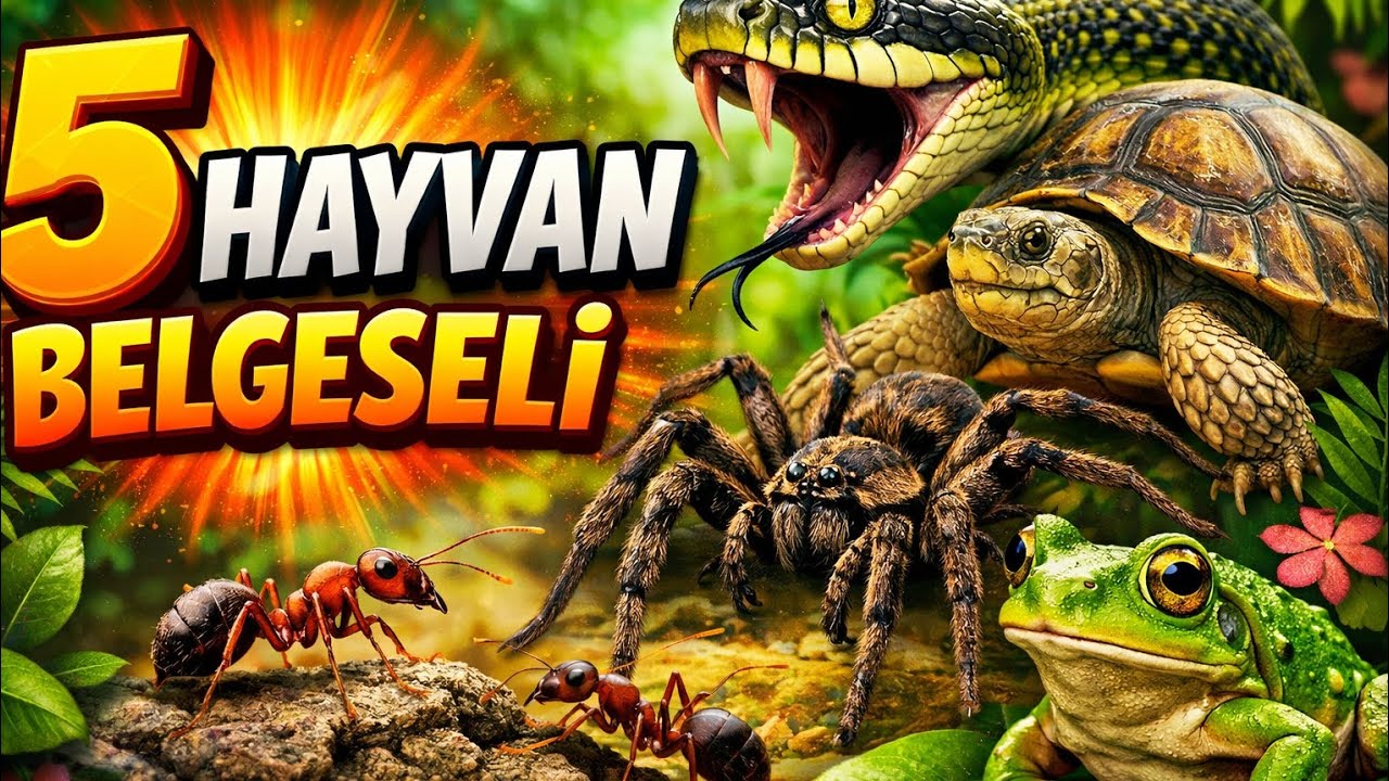 Doğanın En İlginç 5 Hayvanı | Yılan, Kurbağa, Karınca, Örümcek ve Kaplumbağa Belgeseli