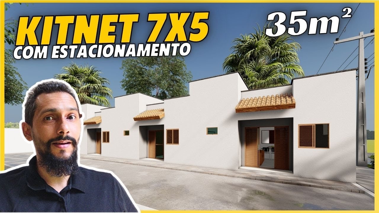 KITNET COM 35m² | kitnet 7x5 com um quarto, sala e cozinha - YouTube