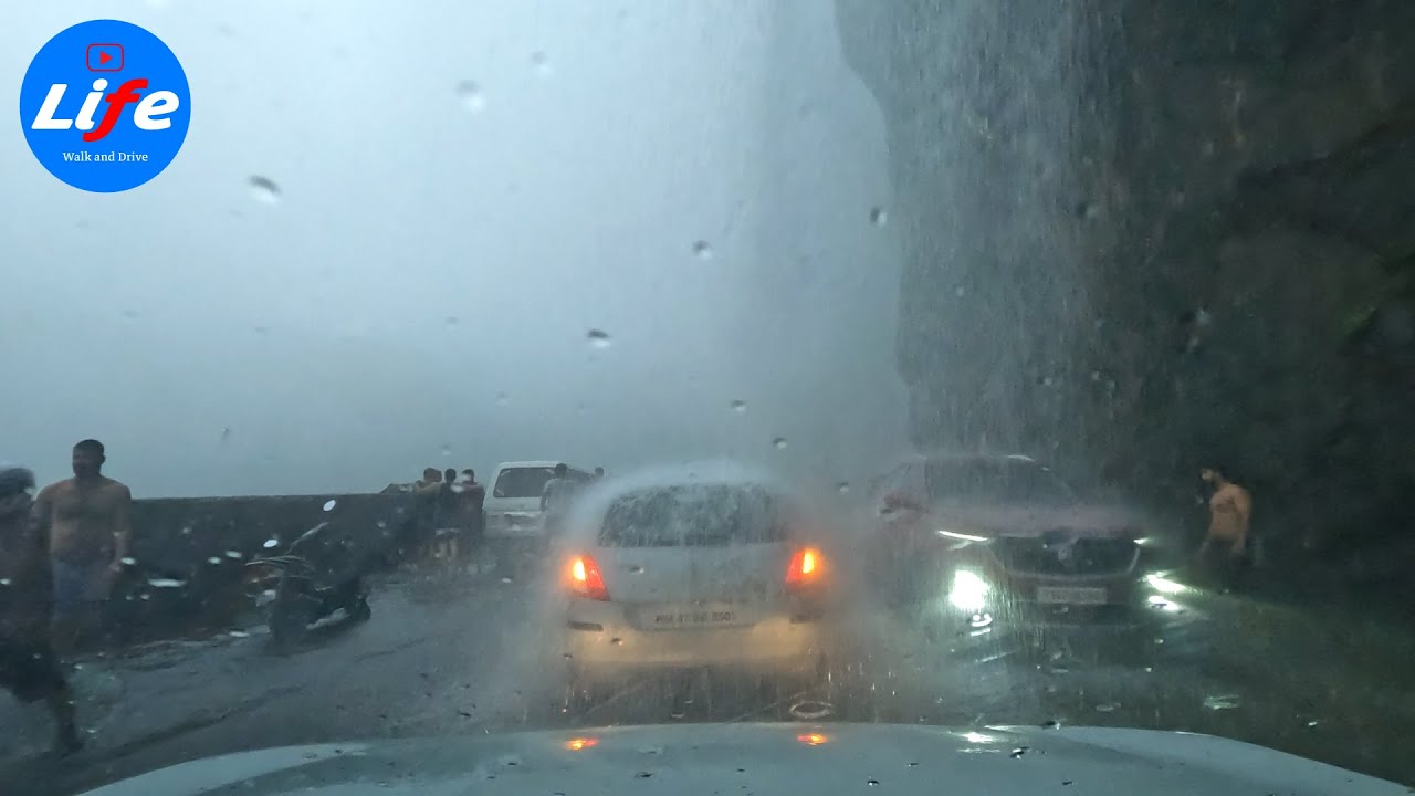 Drive in Heavy Rain   Malshej Ghat   Western Ghat Maharashtra   ASMR 4K