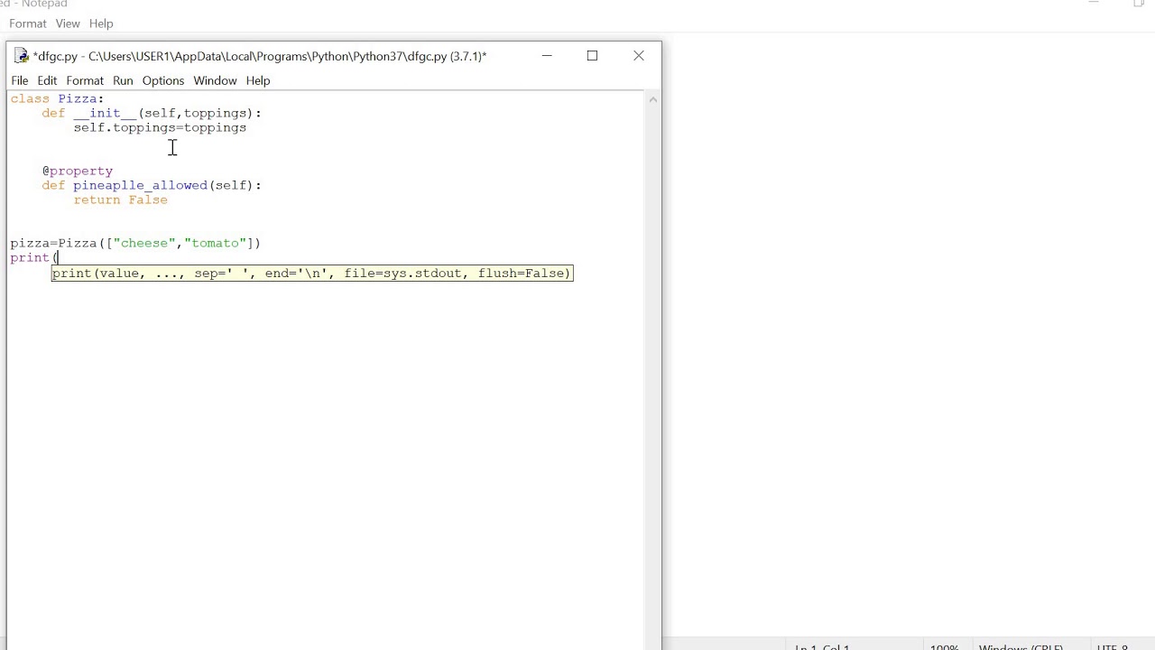 property Example in Python YouTube