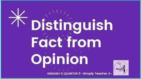 FACT from OPINION II Distinguish Fact from Opinion II Simply Teacher A