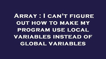 Array : I can
