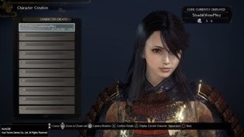 Nioh 2 Tifa character code