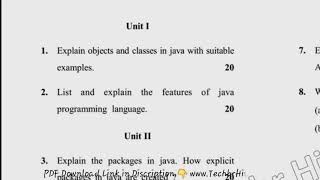 2019 MCA 4th Sem Java Programming Question Paper
