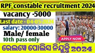 ଆସିଗଲା RPF କନେଷ୍ଟବଳ ନିଯୁକ୍ତି 2024 | 4660 ପଦବୀ 10th pass job Full Details||