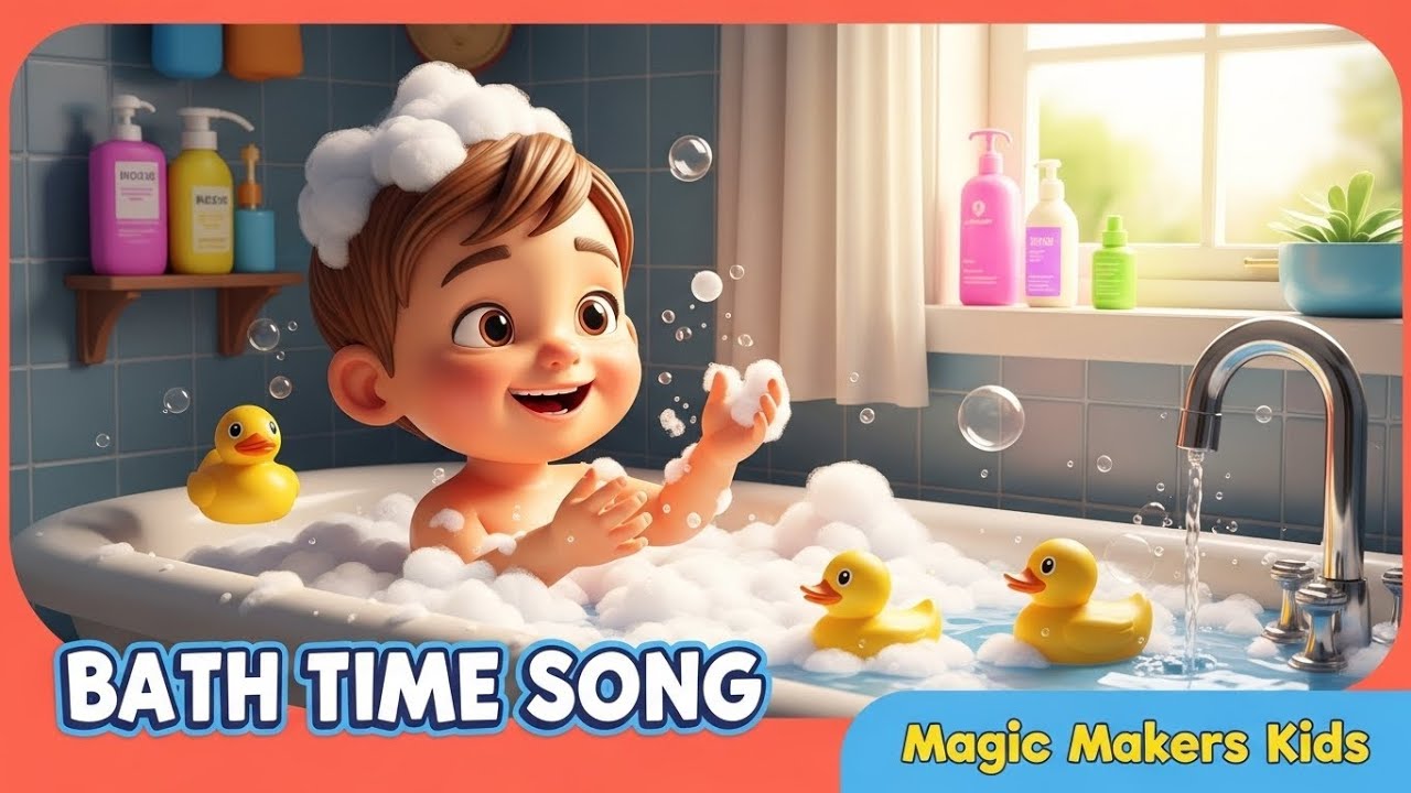 Bath Time Fun Song 🛁 | Wash Hands, Hair & Toes | Clean Up Song for Kids | Magic Makers Kids