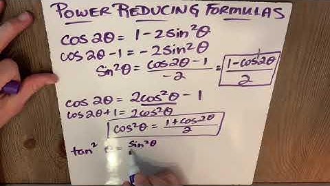Power Reducing Formulas