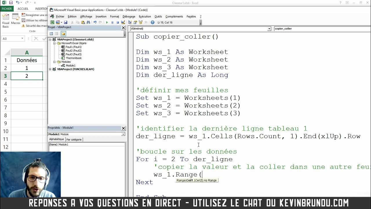 Copier coller lignes sur des feuilles différentes à la suite des données existantes YouTube