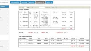 Bill Receipt Interest Late Fees Relation Member Account Statement and Outstanding report