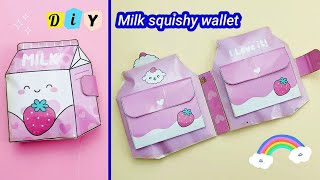 DIY strawberry milk squishy wallet (+banana milk♥) / free printables