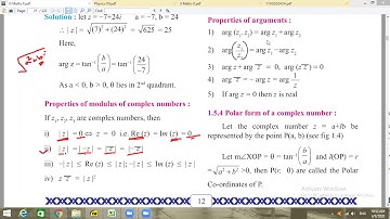 Complex Number (Argand Diagram, Modulus, Amplitude, Polar form, Exponential Form)