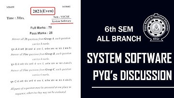 SYSTEM SOFTWARE 2021(EVEN) PYQ DISCUSSION | 6TH SEM CSE |  SBTE BIHAR