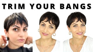 TRIM YOUR BANGS AT HOME: WISPY, TEXTURED BANG HAIRCUT TUTORIAL YOU CAN DO YOURSELF | Lina Waled