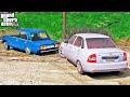 РЕАЛЬНЫЕ ПАЦАНЫ В GTA 5 - ЗАСТРЯЛИ В ГРЯЗИ ВО ВРЕМЯ ДОЖДЯ НА ПРИОРЕ И ВАЗ 2107! ⚡ ГАРВИН