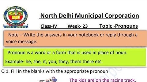 NDMC Class 4th Week 23 English (Date 9-12-2021) | Class 4 Worksheet 23 English pronouns
