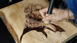 The Witcher | Pyrography (Wood burning) Portrait TIME - LAPSE