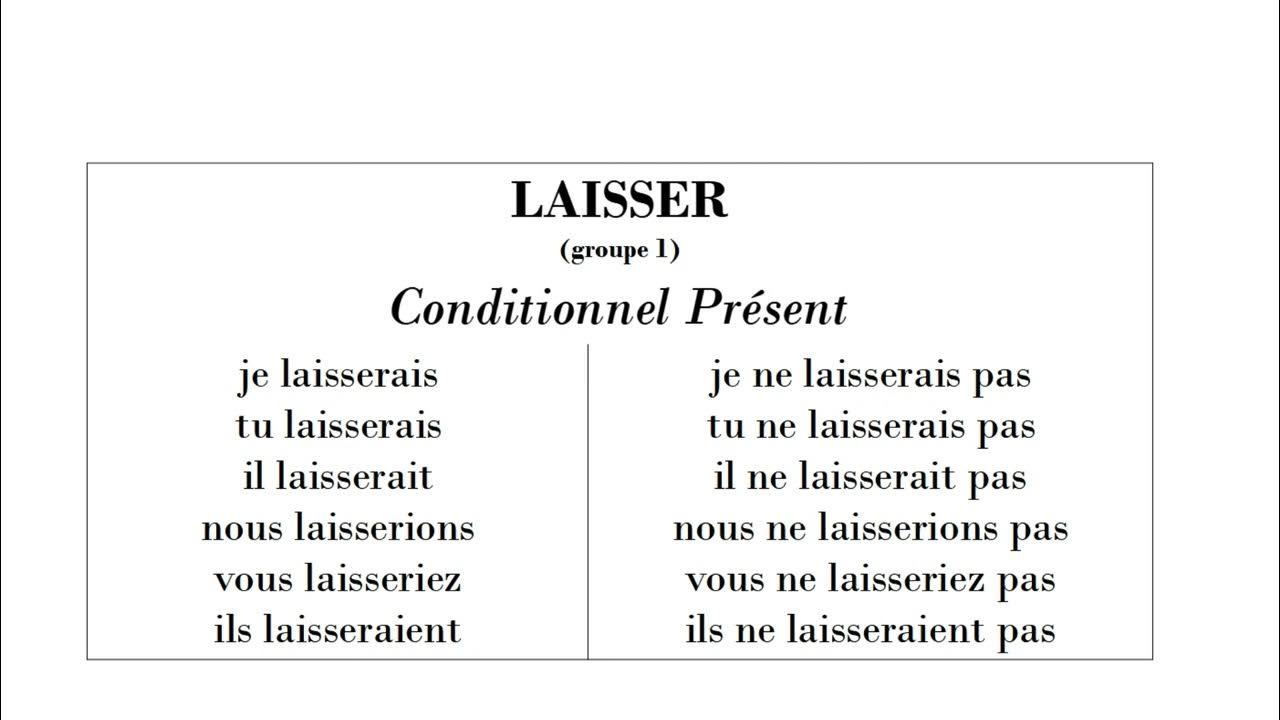 Le Verbe Réussir Au Conditionnel Présent To let / 讓 / Laisser ( groupe 1) - Indicatif Conditionnel Présent - YouTube
