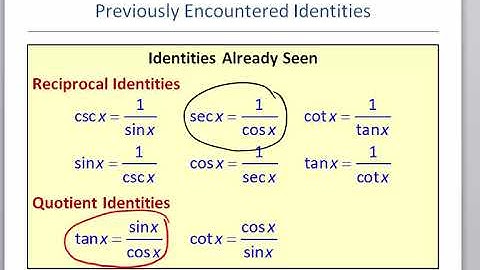 Math 127, Section 7.1 Simplifying Trigonometric Expressions