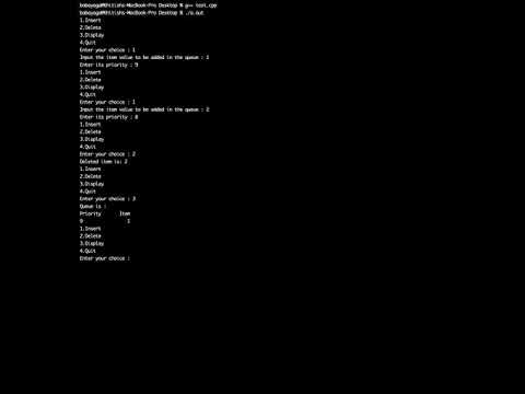C++ Priority Queue Implementation