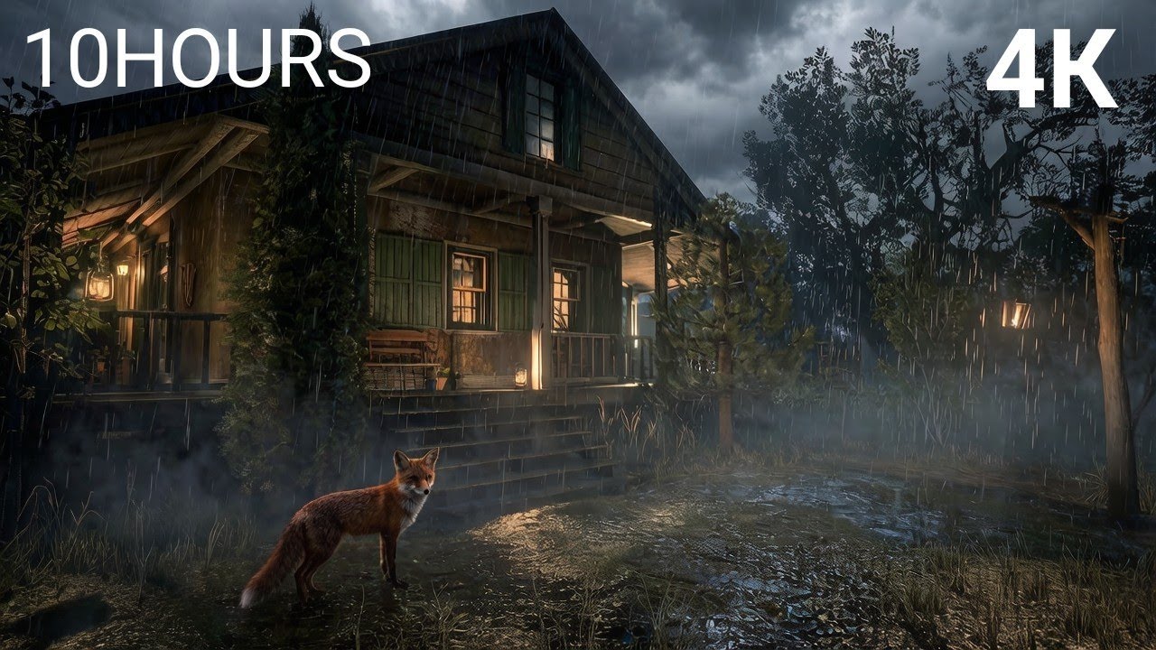 Rainy Hideaway Deep in the Foggy Woods 🌧️🛖 Cozy Rain & Distant Thunder at Foggy Forest Cabin