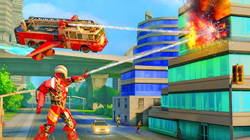 Flying Firefighter Truck Transform Robot Games - Firefighter Robot - Android Gameplay
