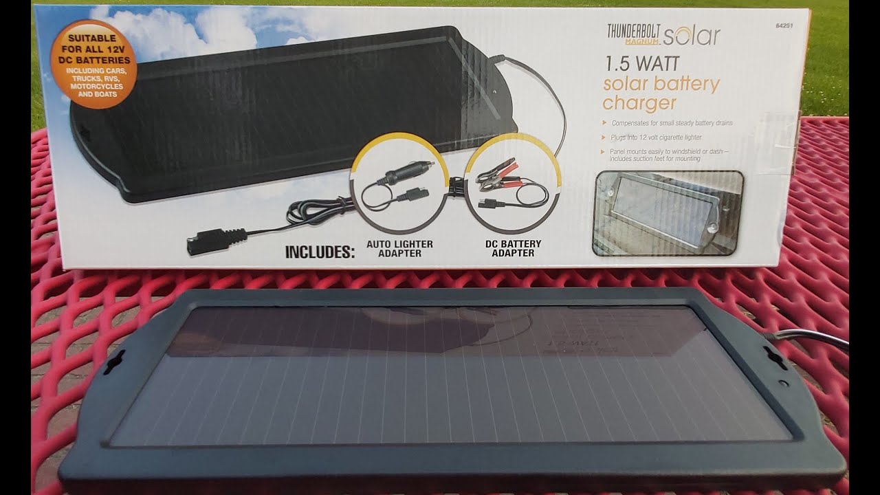 ThunderBolt Magnum  Watt Solar Battery Charger Review | Harbor Freight -  YouTube