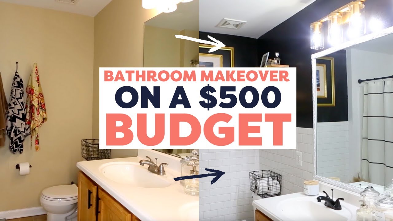 Small Bathroom Makeover for Under $500 | Bathroom Makeover On A Budget ...