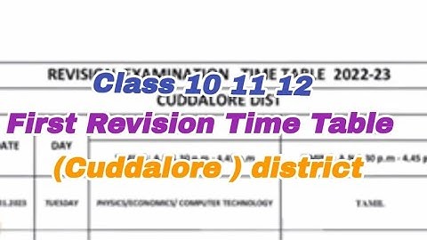 10th 11th 12th STD Revision Time Table 2023 (cuddalore district)